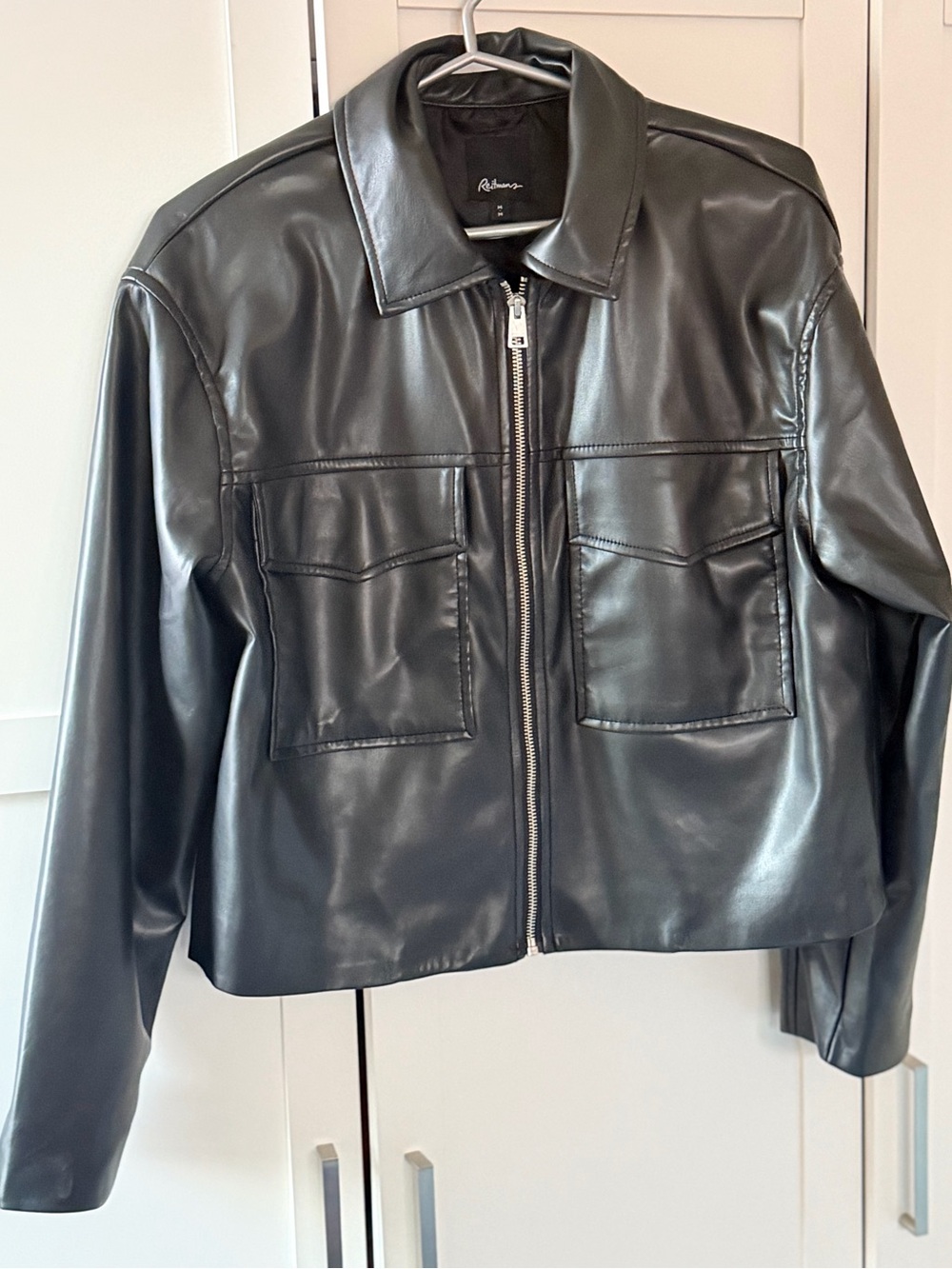 Reitmans Black Faux Leather Zip-Front Jacket